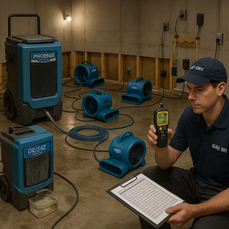 Structural Drying and Dehumidification process in Elvins, MO